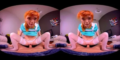 virtual reality, redhead, asian, small tits